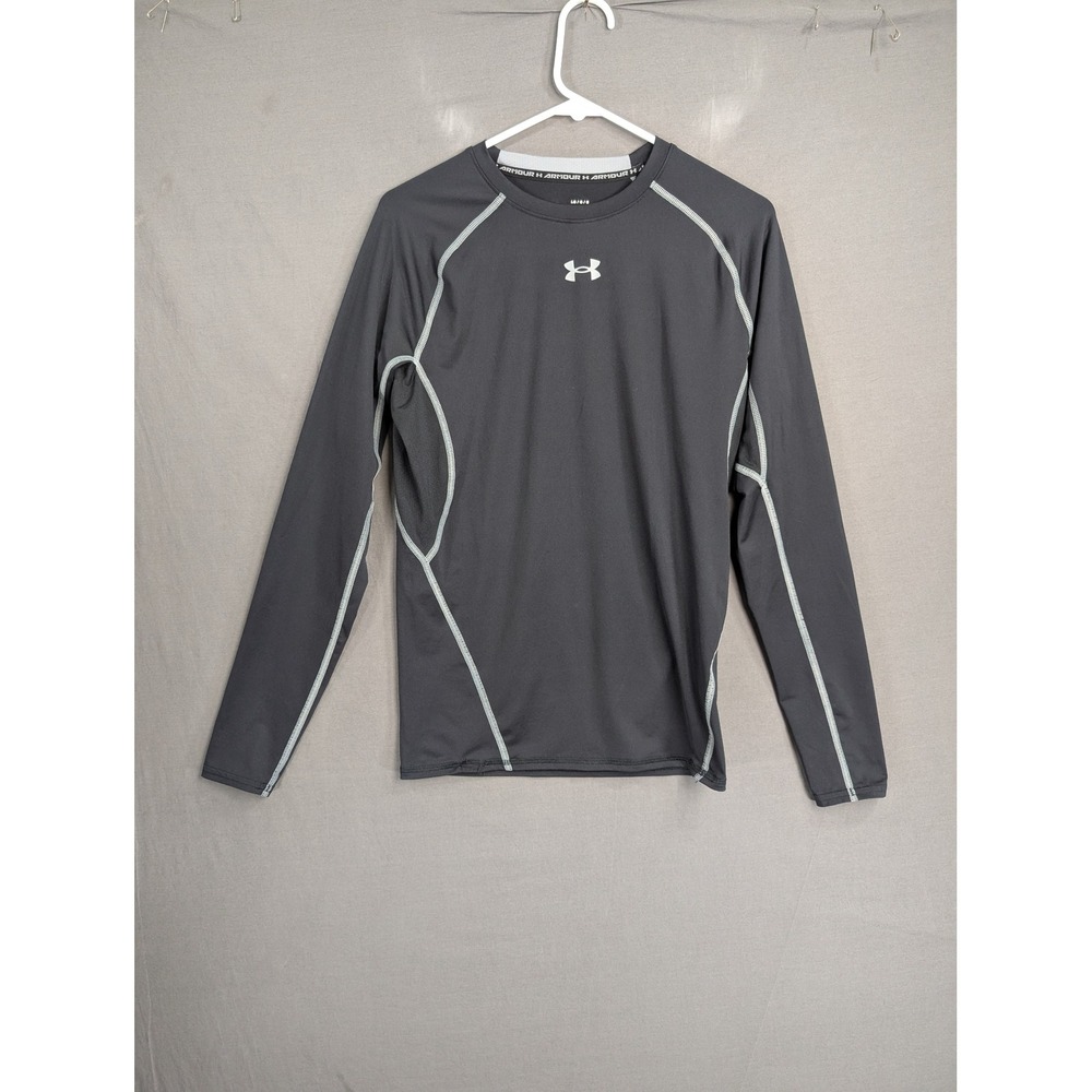 Under Armour Mens HeatGear Long Sleeve Compression Shirt Gray LG